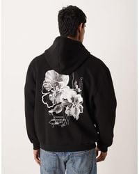 ASOS - Sweat à capuche décontracté avec imprimé floral - Lyst
