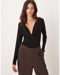 ASOS - Deep Cowl Neck Slinky Bodysuit - Lyst