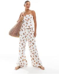ASOS - Broderie Pyjama Style Trouser Co-ord With Tie Waist - Lyst