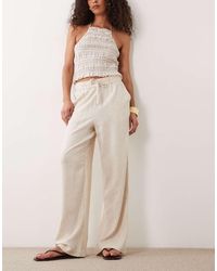 New Look - Linen Mix Wide Leg Trousers - Lyst