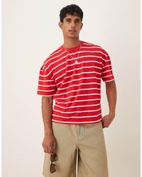 ASOS - – kastig geschnittenes oversize-t-shirt aus strick mit streifen - Lyst