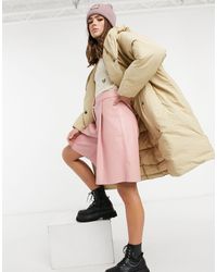 Monki Janna - Doudoune à capuche en tissu recyclé - Beige - Neutre