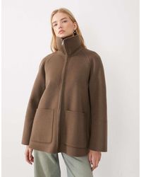 ARKET - Pure Double Wool High Funnel Neck Collar Short Coat - Lyst