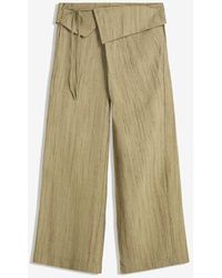 Bershka - Textured Trousers With Fold-over Waist - Lyst