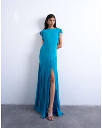 TOPSHOP - Cowl Back Flutter Sleeve Maxi Dress - Lyst