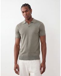 SELECTED - Knit Split Neck Polo - Lyst