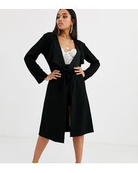 Boohoo Черное Легкое Пальто В Строгом Стиле С Люверсами И Завязкой - Черный