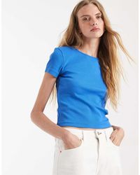 Vero Moda - Ribbed Round Neck T-shirt - Lyst