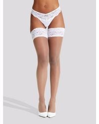 Ann Summers - Bridal Lace Top Glossy Hold Ups - Lyst