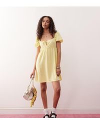Monki - Mini Dress With Puff Sleeves - Lyst
