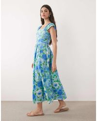 Nobody's Child - Mika Cotton Square Neck Sleeveless Ruched Detail Maxi Dress - Lyst