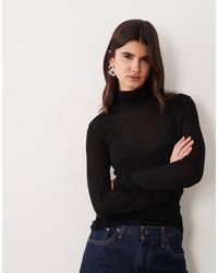 ASOS - Sheer Second Skin Knit Roll Neck Top - Lyst