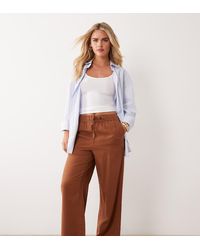 New Look - Linen Blend Wide Leg Trousers - Lyst