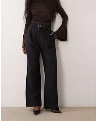 Abercrombie & Fitch - Curve Love Sloane High Rise Wide Leg Trouser With Belt - Lyst