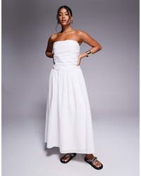 River Island - Dropped Waist Bandeau Midi Dress - Lyst