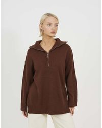 Brave Soul - Oversized 1/2 Zip Knitted Jumper - Lyst