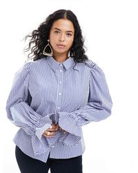 ASOS - Asos Design Curve Volume Sleeved Soft Shirt With Ruffle Cuff - Lyst