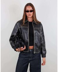 SIMMI - Faux Leather Collar Jacket - Lyst