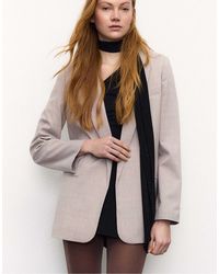 Stradivarius - Blazer ouvert à rayures - taupe - Lyst