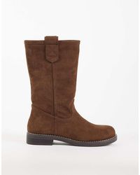 ASOS - Clementine Botas De Caña Alta Estilo Camionero Con Cierre Elástico En Ante Sintético Chocolate-Marrón - Lyst