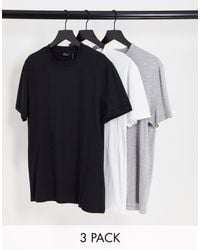 ASOS - 3 Pack T-shirt With Crew Neck And Roll Sleeve - Lyst