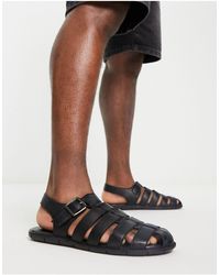 Hombre Zapatos de Sandalias y chanclas de Sandalias de piel Sandalias azul oscuro con diseño moldeado Jack & Jones de hombre de color Azul 