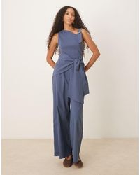 ASOS - Asym Liquid Strap Detail Jumpsuit With Wrap Over - Lyst