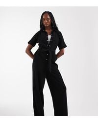 ONLY - Tie Waist Short Sleeve Jumpsuit - Lyst