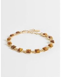 ASOS - Faux Tigers Eye Stone Set Bracelet - Lyst