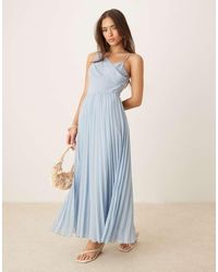 ASOS - Geplooide Midi Cami-Jurk Met Gedrapeerd Lijfje En Bandjes - Lyst