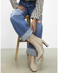 River Island - Square Toe Heel Stretch Ankle Boots - Lyst