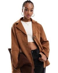 ASOS - Asos Design Tall Faux Suede Button Front Jacket - Lyst