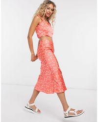 glamorous satin midi skirt in leopard print