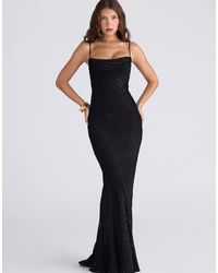 House Of Cb - Nalani Burnout Satin Maxi Gown - Lyst