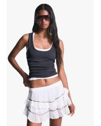 Bershka - Minigonna Bianca Con Volant E Borchie - Lyst