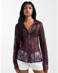 Miss Selfridge - Fitted Lace Shirt - Lyst