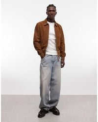 Schott Nyc - Real Suede Bomber Jacket With Collar - Lyst