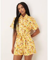 Collective The Label - Floral Belted Playsuit - Lyst