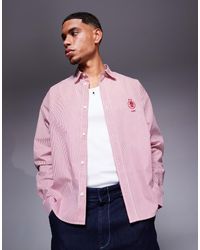 ASOS - Camicia Squadrata Oversize A Righe Con Ricamo Sul Petto - Lyst