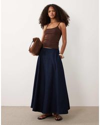 ASOS - Denim Circle Hem Midi Skirt - Lyst