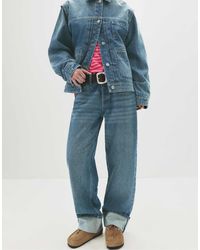 Pull&Bear - – gerade geschnittene jeans mit mittelhohem bund - Lyst