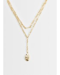 ASOS - Multi-row Chain Necklace With Molten Pendant Lariat Detail - Lyst