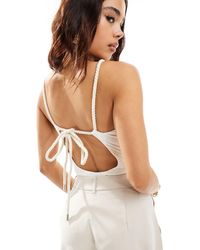 & Other Stories - Double Lined Bodysuit With Ruched Neckline And Rope Tie Back - Lyst