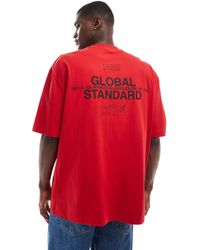 ASOS - Camiseta roja extragrande con estampado en la espalda - Lyst