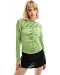 Monki - Ruched Front Long Sleeve Top - Lyst