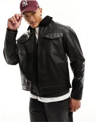 ASOS - Oversized Faux Leather Harrington Jacket - Lyst