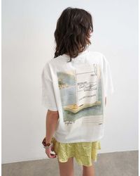 TOPSHOP - T-Shirt Écru Con Grafica Di Amalfi - Lyst