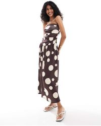 ASOS - Midi Bandeau-Jurk Met Textuur En Verlaagde Taille - Lyst
