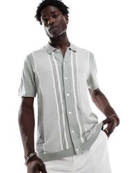 Abercrombie & Fitch - Retro Stripe Knitted Button Up Polo - Lyst