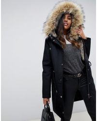 ASOS Parka avec doublure amovible en fausse fourrure - Noir